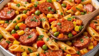 Macarrão com Linguiça Simples e Rápido para o Almoço ou Jantar