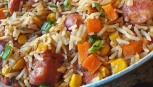 Arroz com linguiça maravilhoso