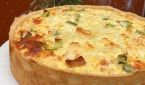 Quiche de palmito e alho poró