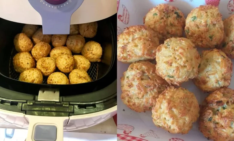 Bolinho de arroz na air fryer, uma delicia para servir no almoço