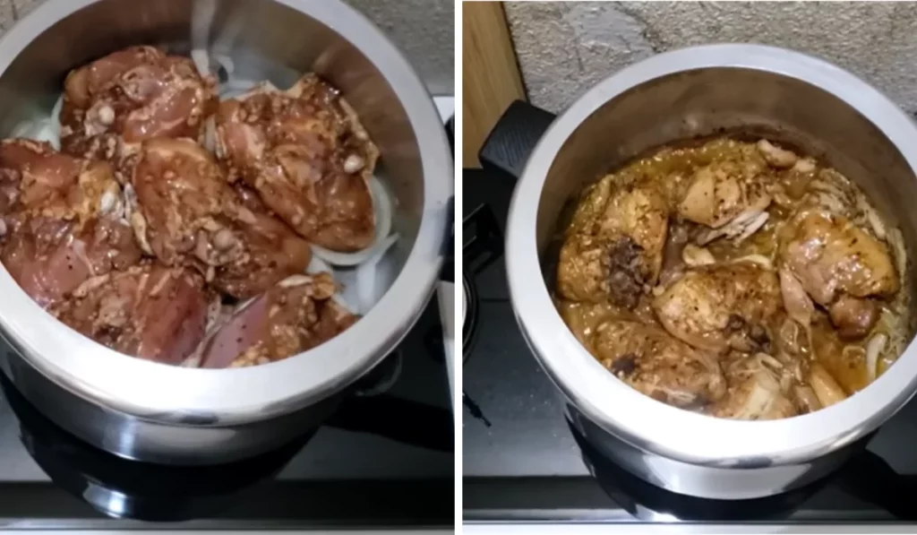 Frango na pressão com cebola