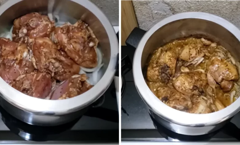 Frango na pressão com cebola