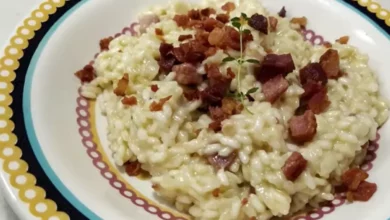 Risoto de bacon para o dia dos namorados