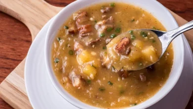 Caldo de mandioquinha com bacon