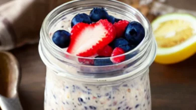 Overnight Oats de frutas vermelhas