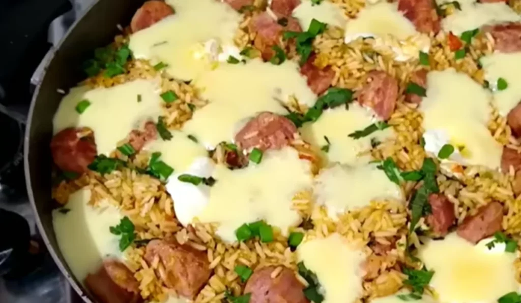 Receita de arroz cremoso com linguiça