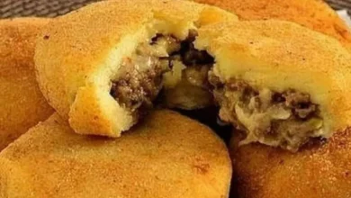 Batata recheada e empanada