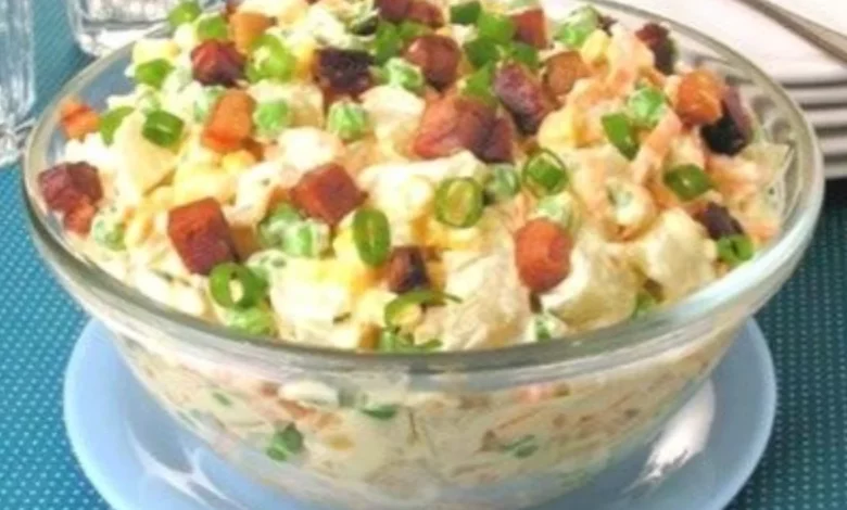 salada de batata com bacon