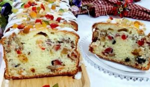 Bolo de natal com nozes frutas cristalizadas