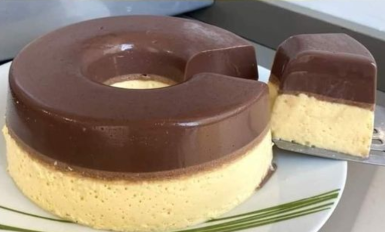 flan dois sabores de chocolate com maracujá