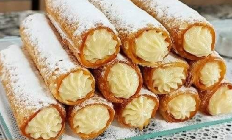 cannoli com massa de pastel