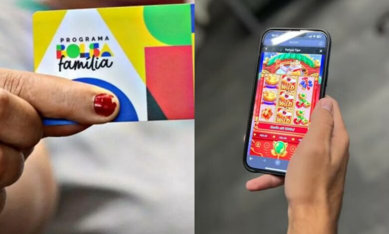 beneficiarios do Bolsa Familia gastaram em apostas — celular exibindo gráficos de jogo