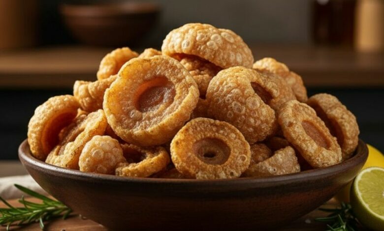 Como Fazer Pururuca crocante e saboroso em uma tigela, com limão ao lado, ideal para petiscar.