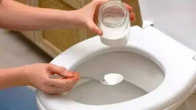 Pessoas colocando Sal no Vaso Sanitário, com uma colher e um pote de vidro, em um banheiro