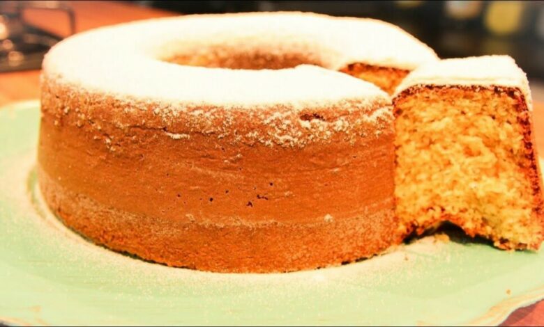 Bolo de leite em pó cremoso sem farinha e sem fermento