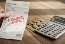 Conta de energia elétrica com indicação de Desconto Social de Energia e calculadora, representando a economia na conta de luz em 2026.