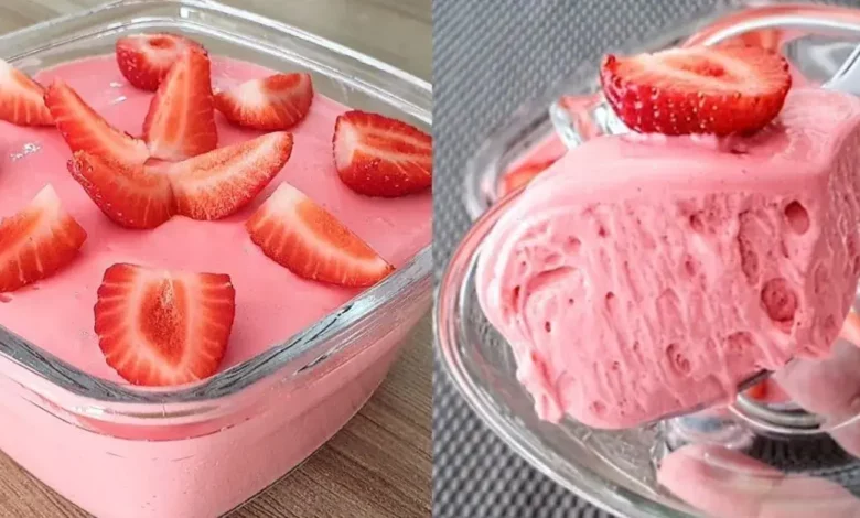 MOUSSE DE MORANGO COM 3 INGREDIENTES! Receita Rápida, Sem Leite Condensado e Deliciosa