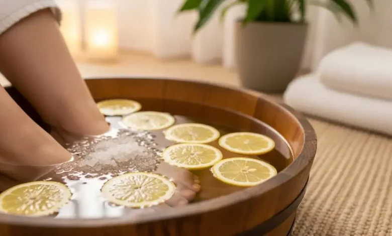 lavar os pés com sal e bicarbonato